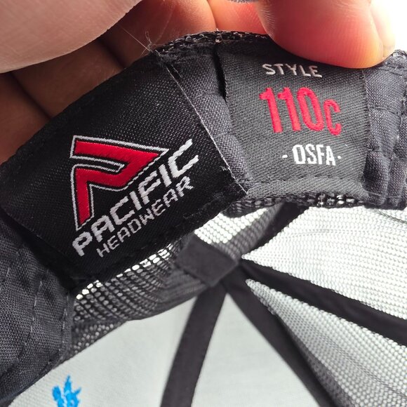 Pacific Headwear 110C Mens OS Black Blue Snapback Trucker Hat Dragon Embroidery - Picture 6 of 9